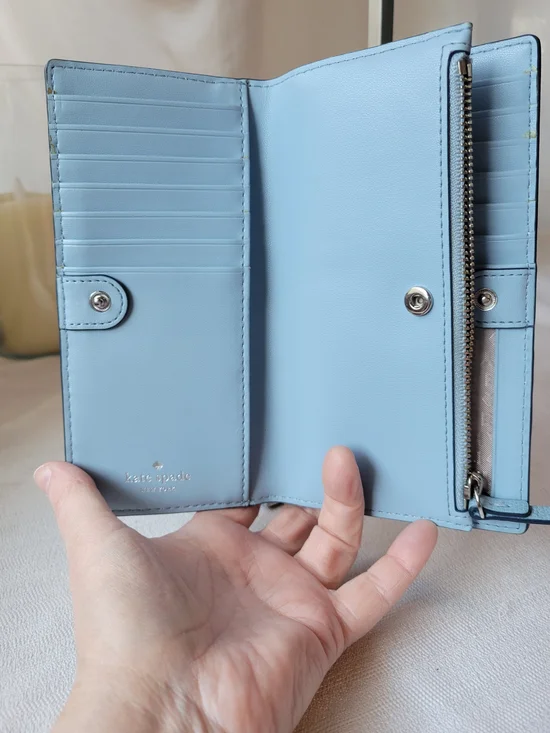 kate spade Spencer Light Blue Slim Bi-fold Wallet - Picture 4 of 5